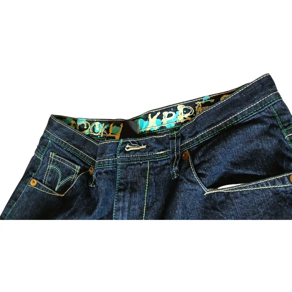 Brooklyn Xpress Men's Denim Shorts Size 36 Baggy Hip Hop Jeans-Missing Button‎